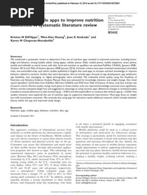 The use of mobile apps to improve nutrition outcomes: A systematic literature review