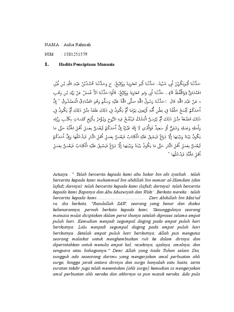 Hadits Penciptaan Manusia dan Ilmu | PDF