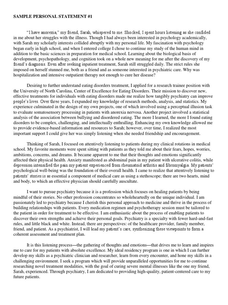 Psychiatry Personal Statement Insights | PDF | Eating Disorder | Psychiatry