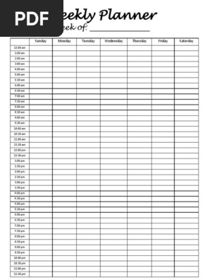 Weekly Hourly Planner Prin TableS