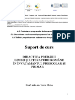 Didactica Predarii Limbii Si Literaturi Romane in Invatamantul Prescolar Si Primar