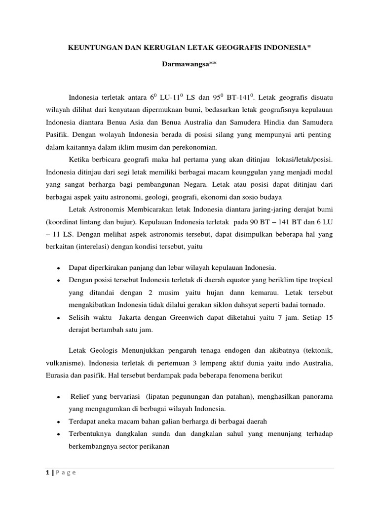 Keuntungan Dan Kerugian Letak Geografis