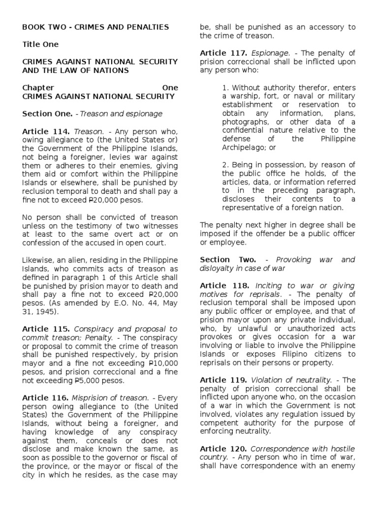 Revised Penal Code Book 2 Pdf Forgery Treason