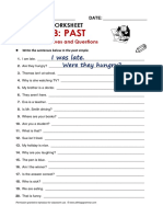 Worksheet Be Verb Past