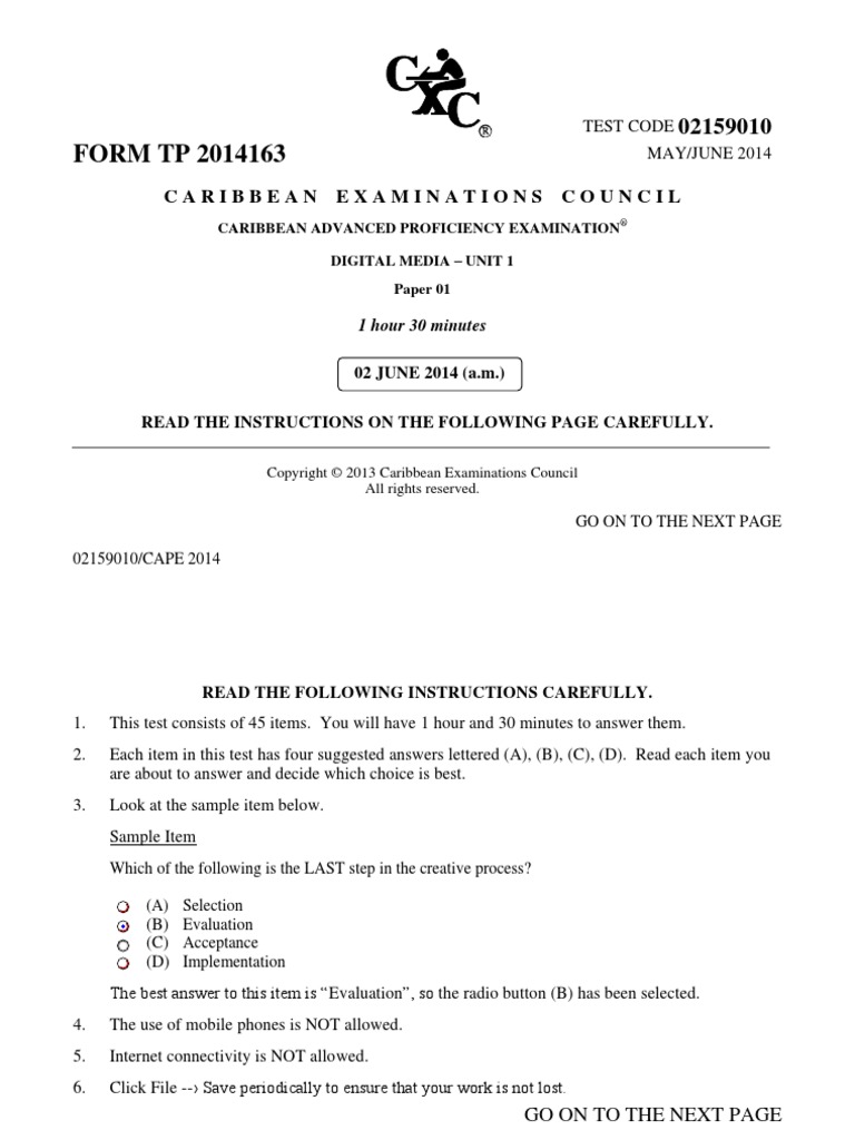 Cape Digital Media Unit 1 Paper 1 May 2014 PDF Mass Media Online