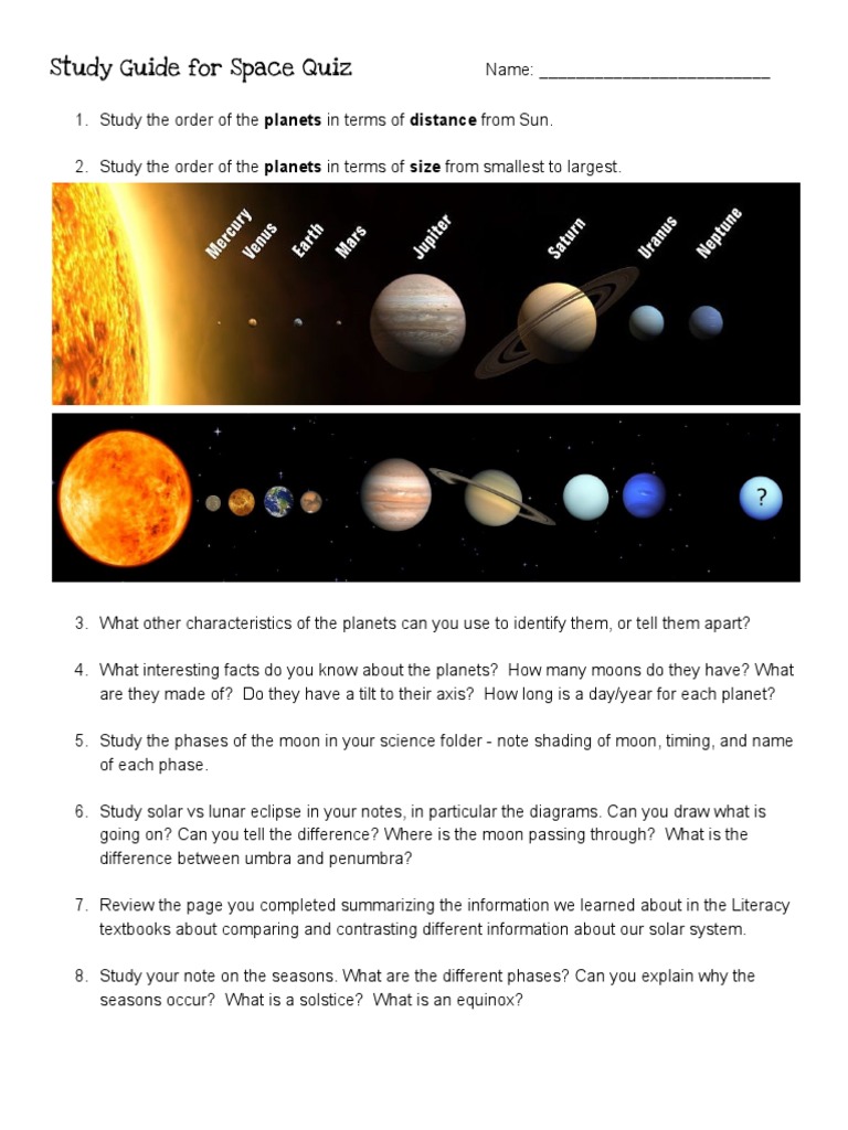 Space Quiz Study Guide | PDF | Science & Mathematics | Social Science