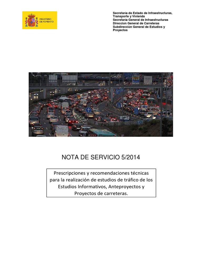 Prescripciones Técnicas para Estudios de Tráfico | PDF | Econometría