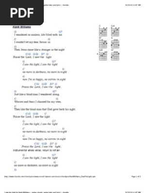 I Saw The Light By Hank Williams Guitar Chords Guitar Tabs And Lyrics Chordie Entertainment General
