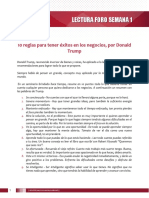 Lectura Foro Semana 1 y 2 - 10 Reglas Para Tener Éxitos en Los Negocios DONALD TRUMP