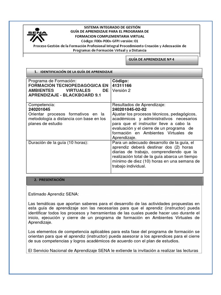 Guía de Aprendizaje SENA: Formación Virtual | PDF | Aprendizaje ...
