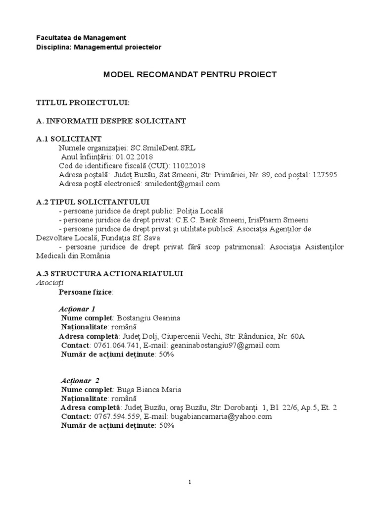 Man. Proiectelor - Proiect | PDF