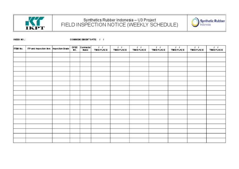 Weekly Field Inspection Schedule - U3 Project | PDF | Computers