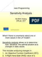 Sensitivity Analysis: Linear Programming