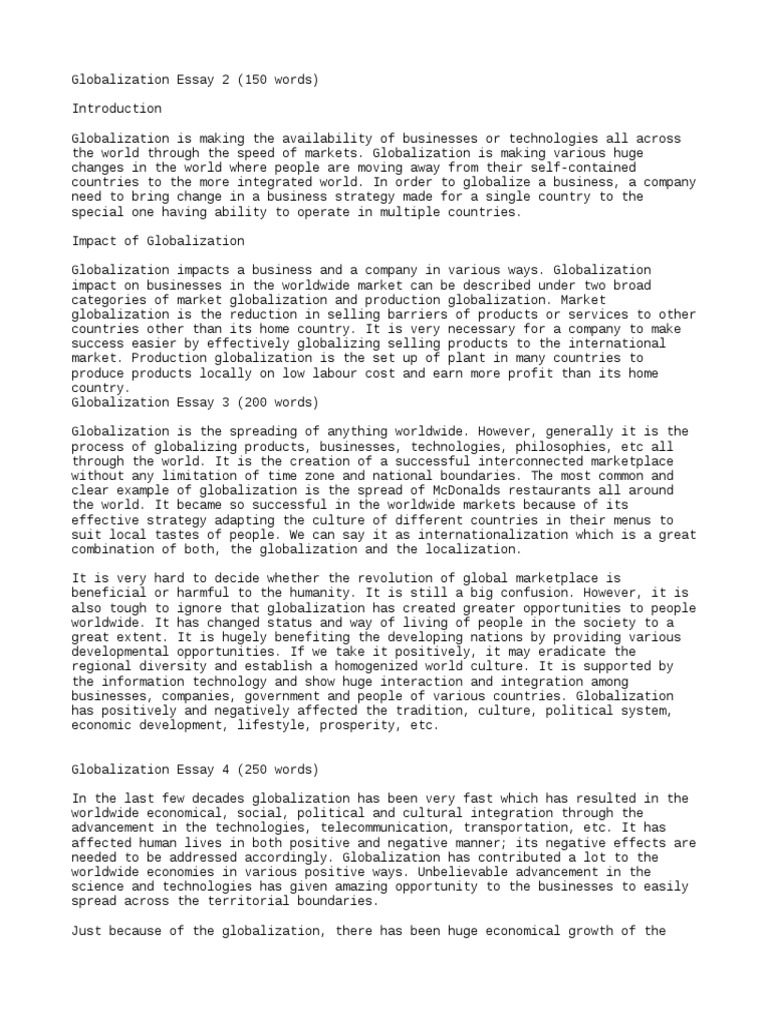 globalization essay topics