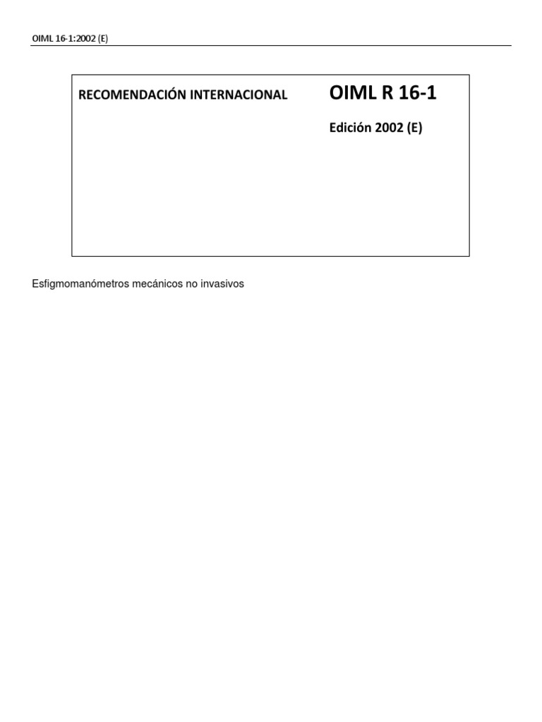 Recomendación OIML R 16-1:2002 | PDF | Presión sanguínea | Cantidades ...
