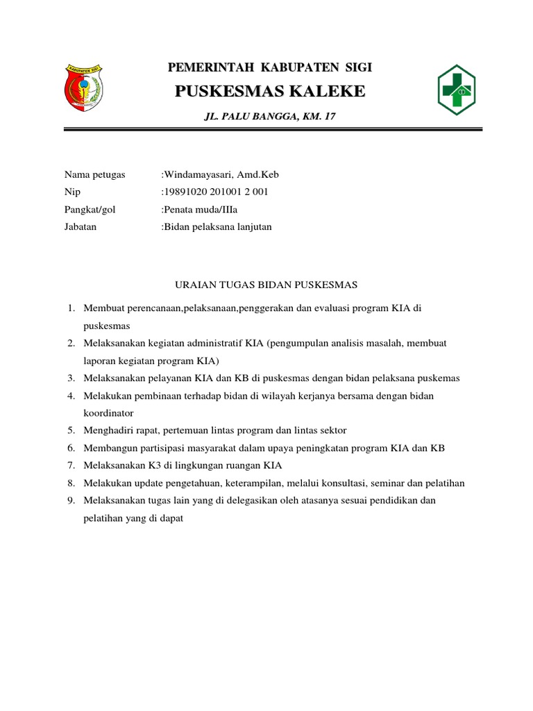 Uraian Tugas Bidan Pdf