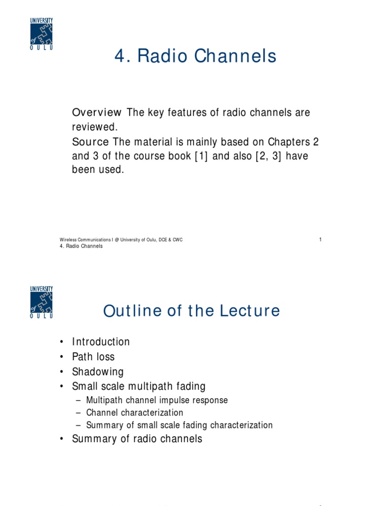 Lecture 2b Radio Channels v1 | PDF | Radio | Radio Technology