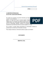 Formato Carta de Recomendación Personal