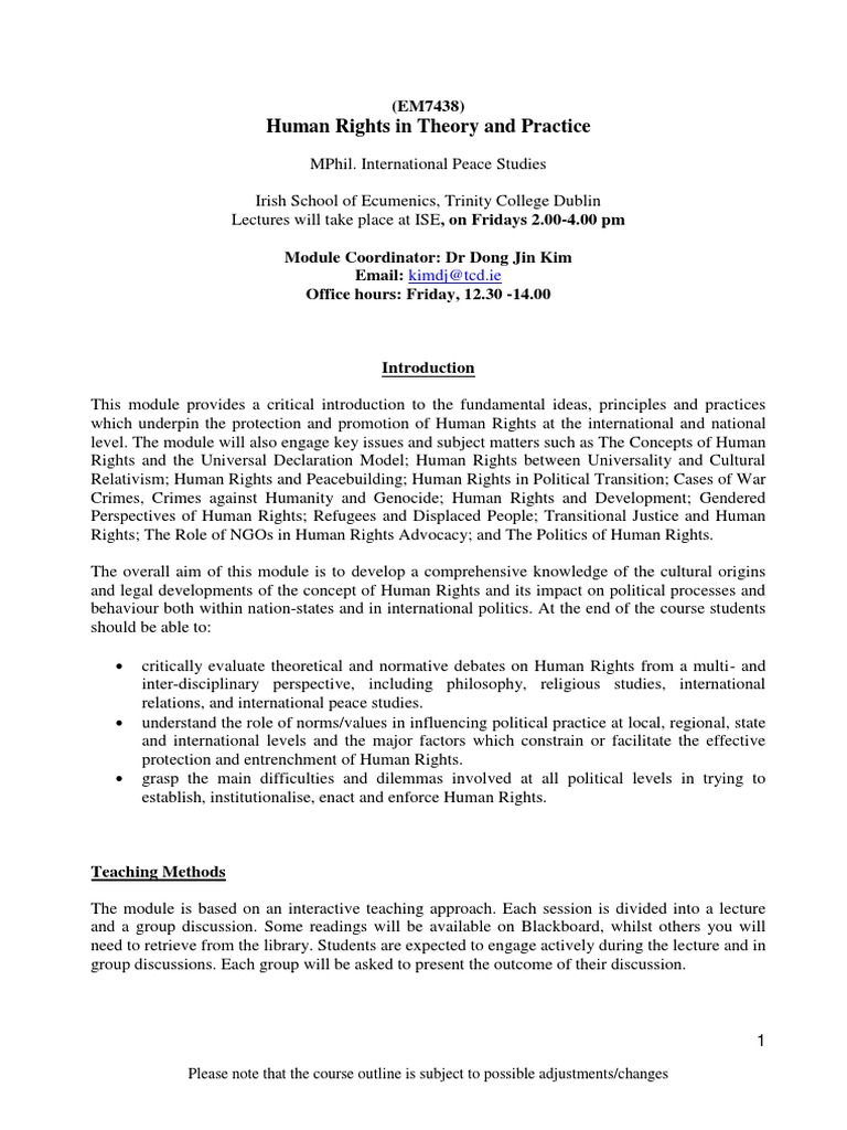 Human Rights in Theory and Practice: Kimdj@tcd - Ie | PDF ...
