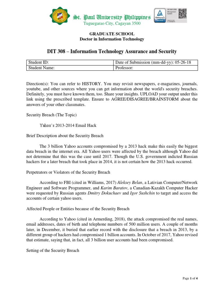 Yahoo 2013 Data Breach Analysis | PDF | Yahoo! | Computer Security