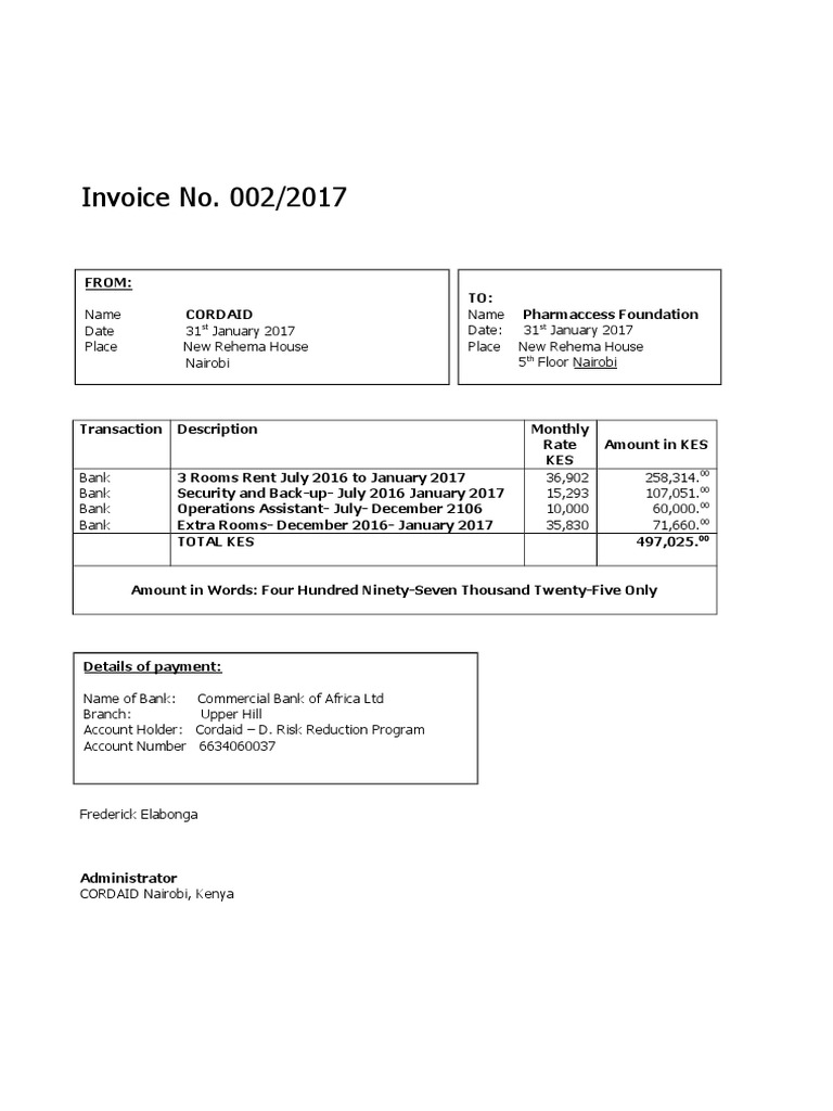 Rental Invoice - Pharmaccess | PDF