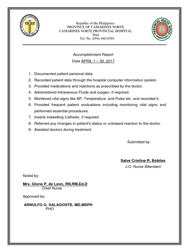 Report (JO Nurse Attendant)