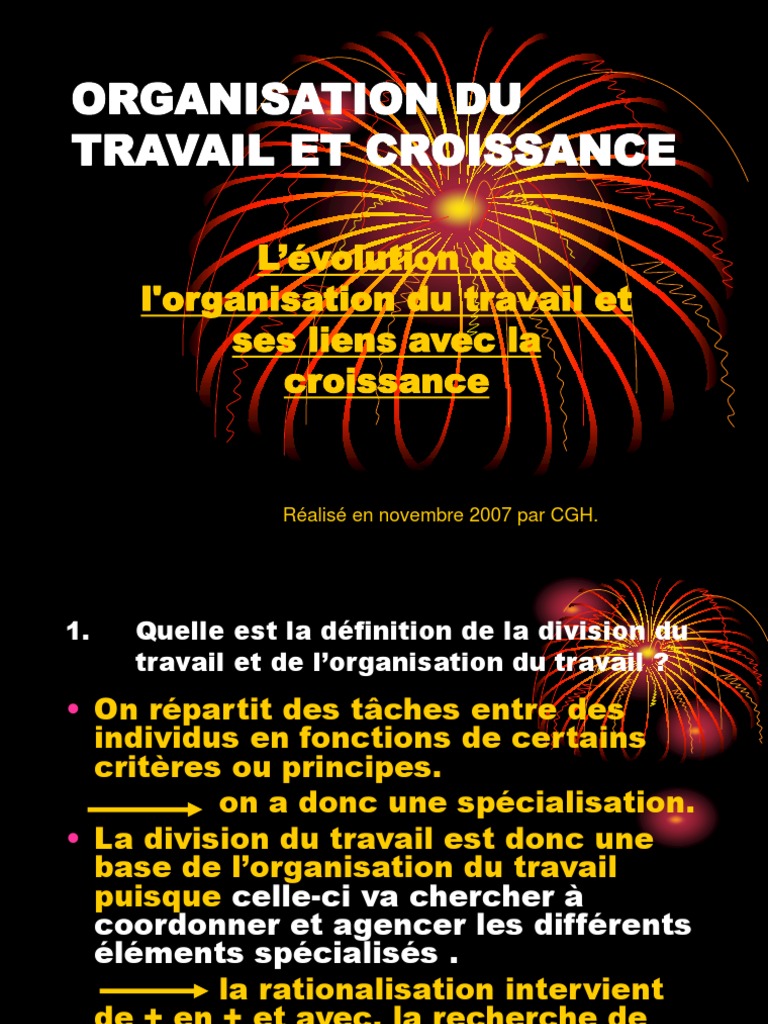 Organisation du Travail et Croissance | PDF | Division du travail ...