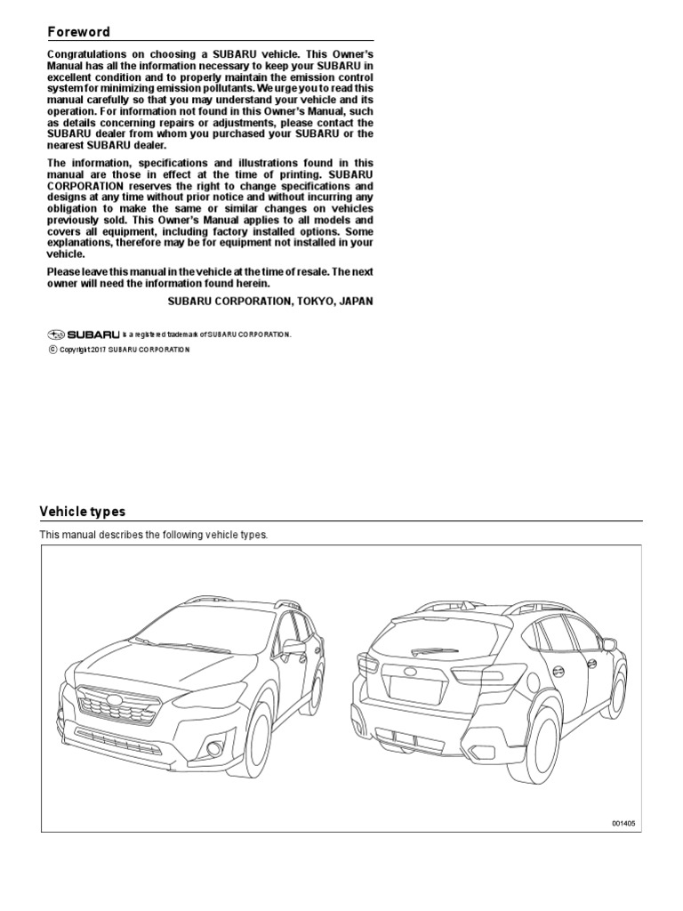Subaru XV 2018 Manual