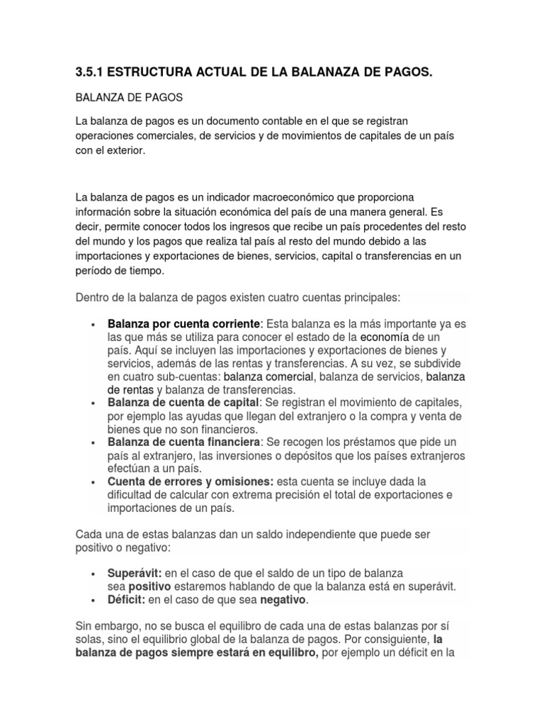 Estructura de la Balanza de Pagos | PDF | Balance de pagos | Economía ...