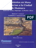 Movimiento en Masa Que Afectan A La Ciudad de Huánuco. Quebradas Jactay, Tingoragra-La Florida y Llicua, 2006 PDF