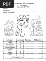 4to Grado Examen 3er Bimestre