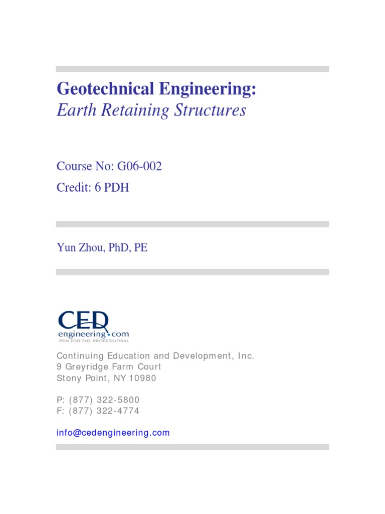 Geol Eng - Earth Retaining Structures PDF | PDF
