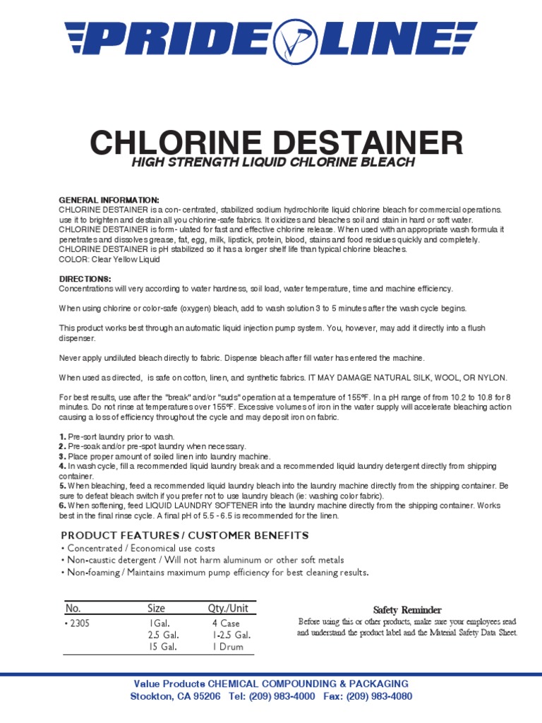 Liquid Chlorine Bleach PDF Bleach Washing Machine