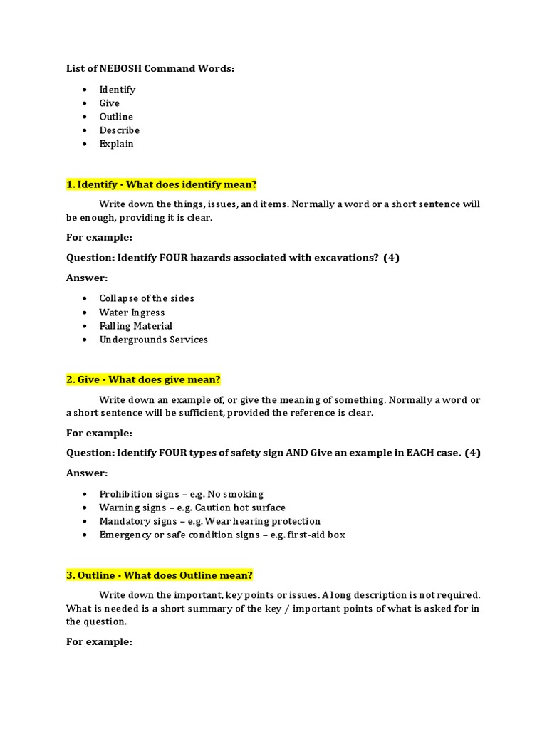 NEBOSH Command Words Explained | PDF | Machine (Mechanical) | Machines