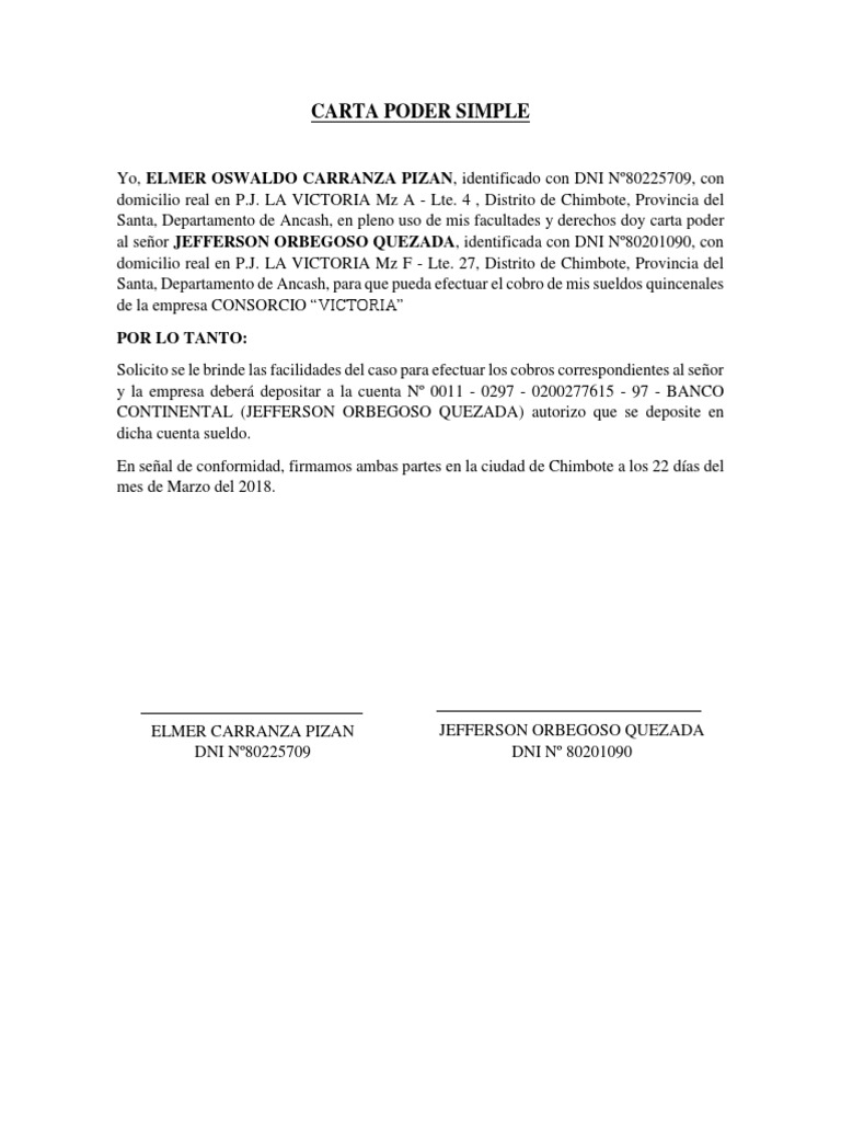 Carta Poder Simple | PDF | Science | Ciencia y Tecnología