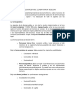 Formas y Requisitos para Constituir Un Negocio