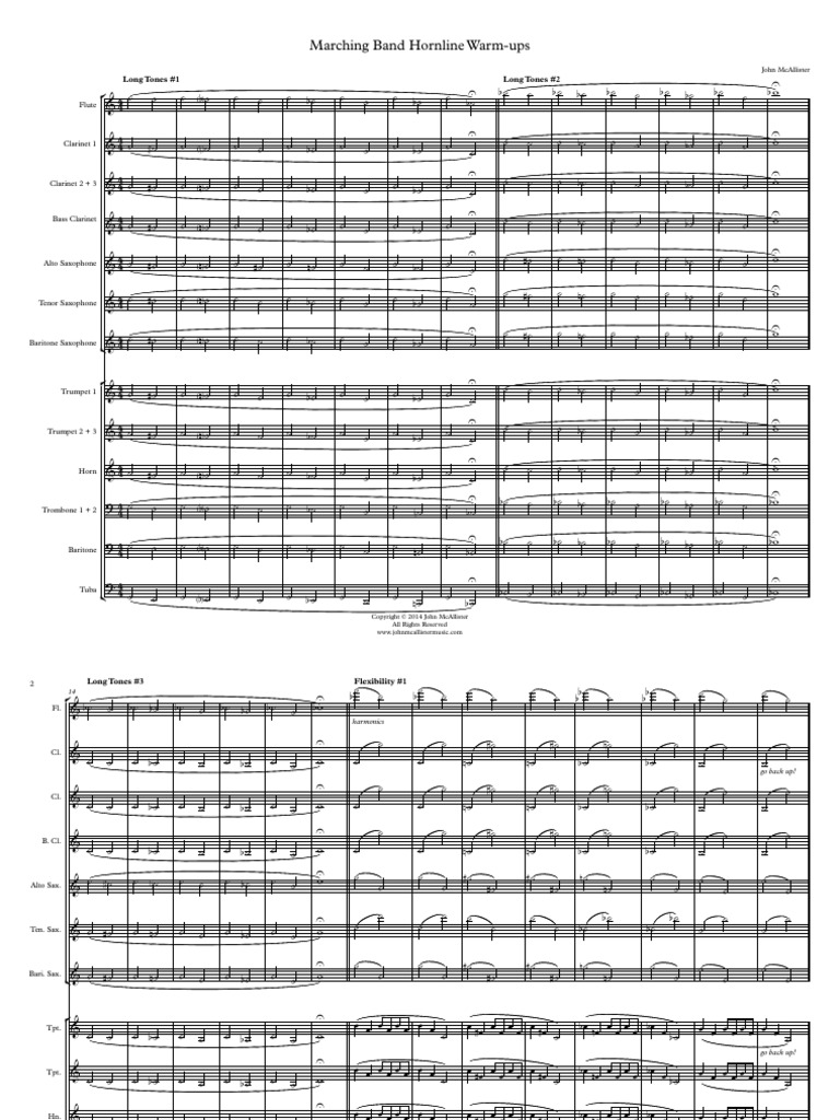 Hornline Warm Ups PDF Elementary Organology Musical Instruments
