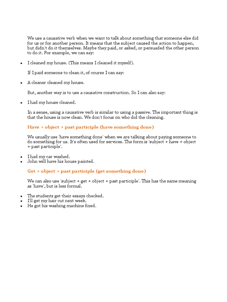 Have + Object + Past Participle (Have Something Done) | PDF | Language ...