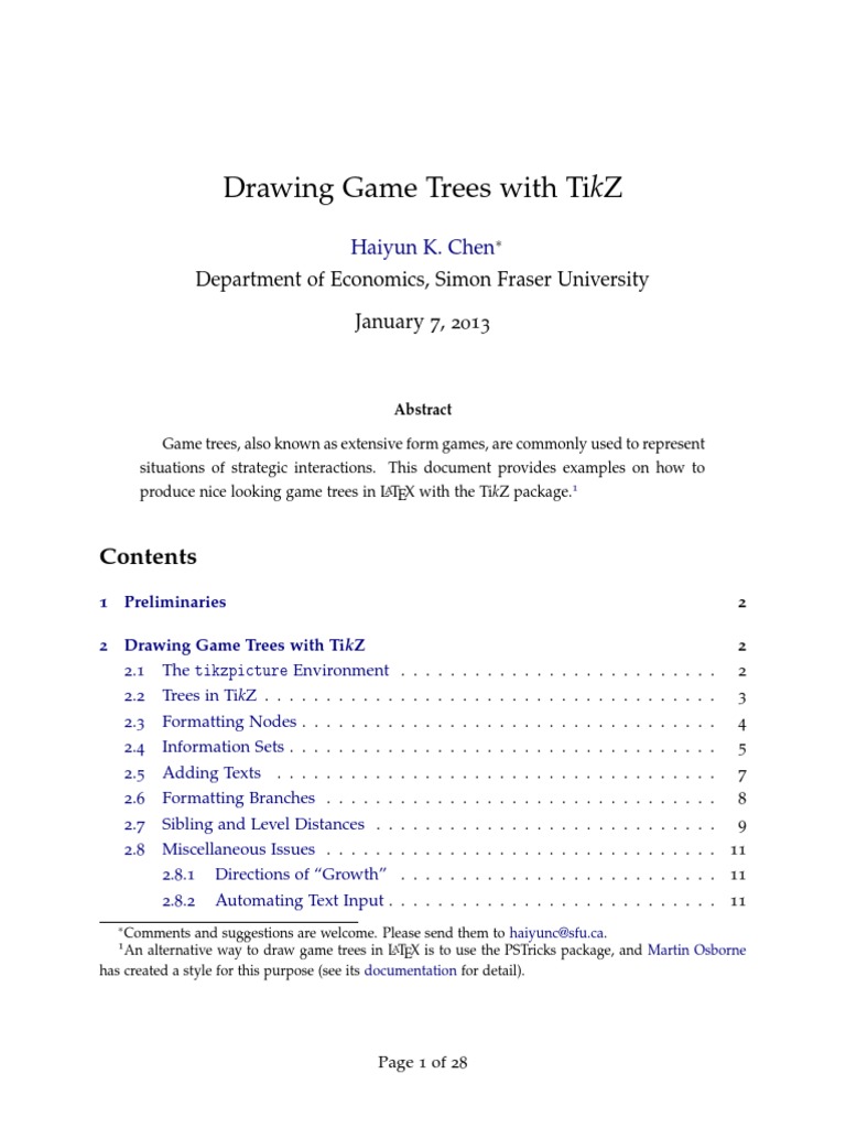 Create Game Trees with TikZ in LaTeX | PDF | Teaching Mathematics