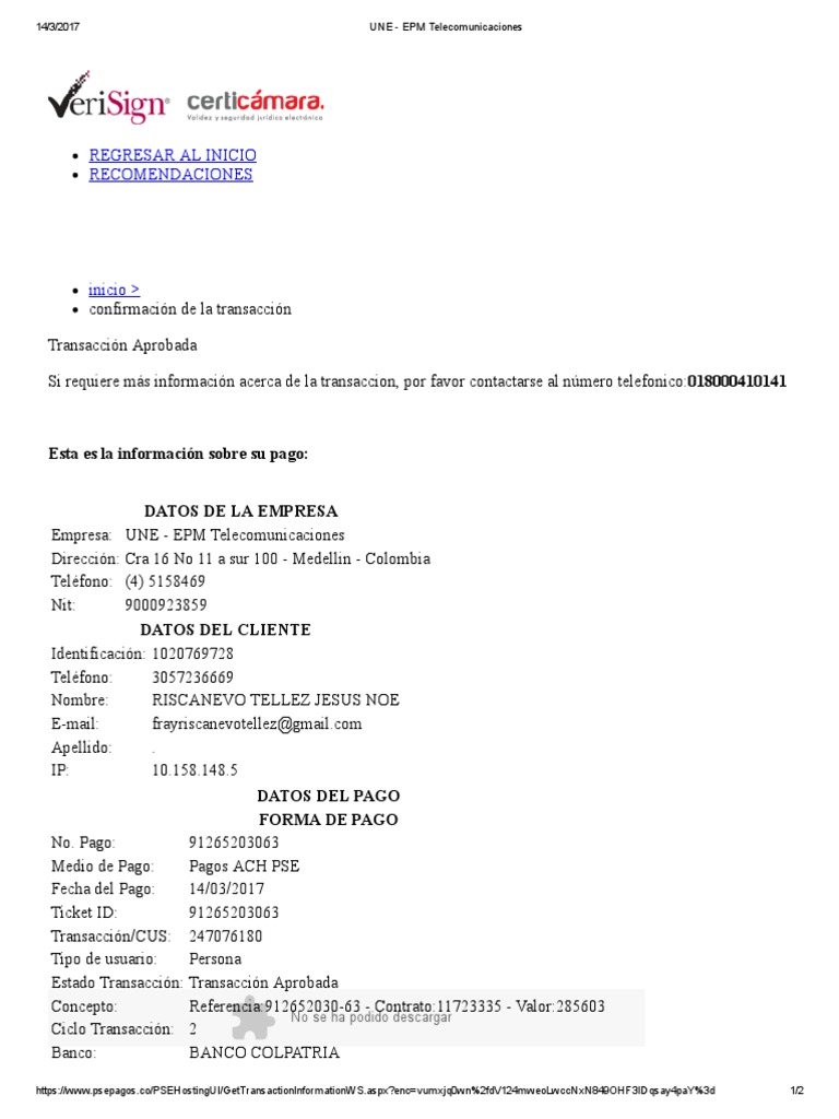 UNE - EPM Telecomunicaciones | PDF