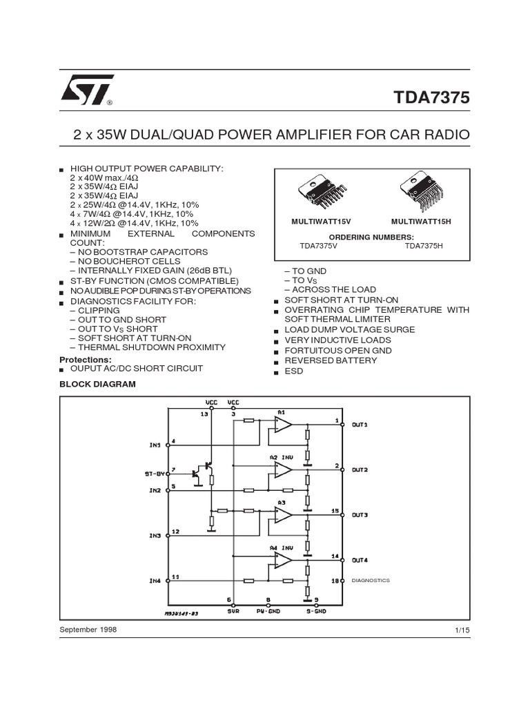 Tda 7375 | PDF | Amplifier | Capacitor