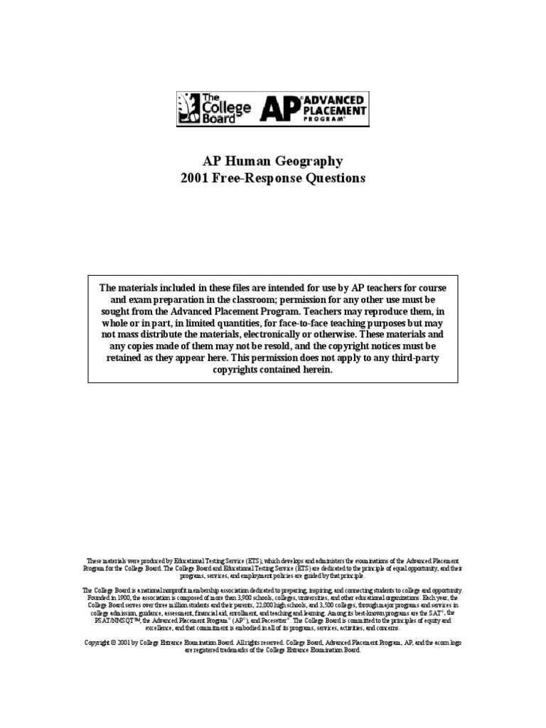 2001 AP Human FRQ PDF | PDF | Advanced Placement | Change