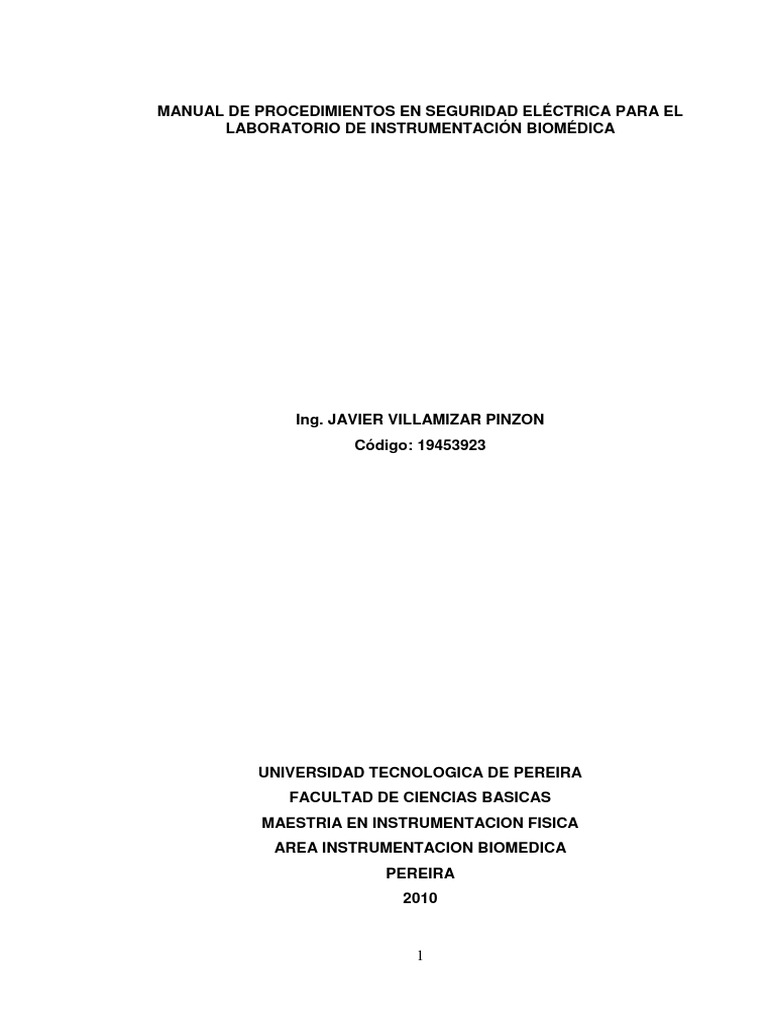 Manual de Seguridad Eléctrica Equipos Médicos PDF | PDF | Encendiendo |  Calor