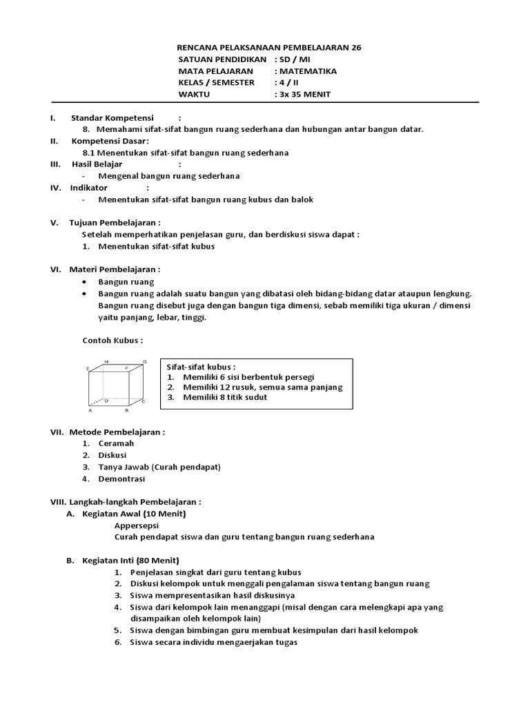 Download Rpp Matematika Kelas 4 Semester 2