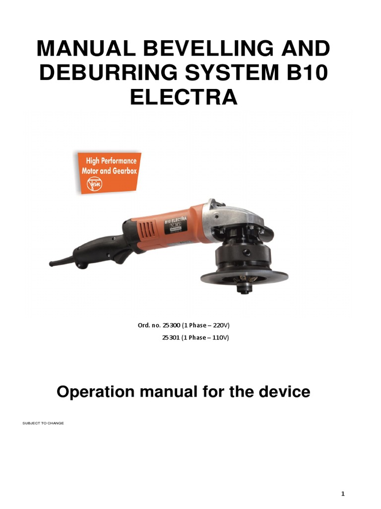 B10 Electra Bevelling System Manual | PDF | Machining | Screw