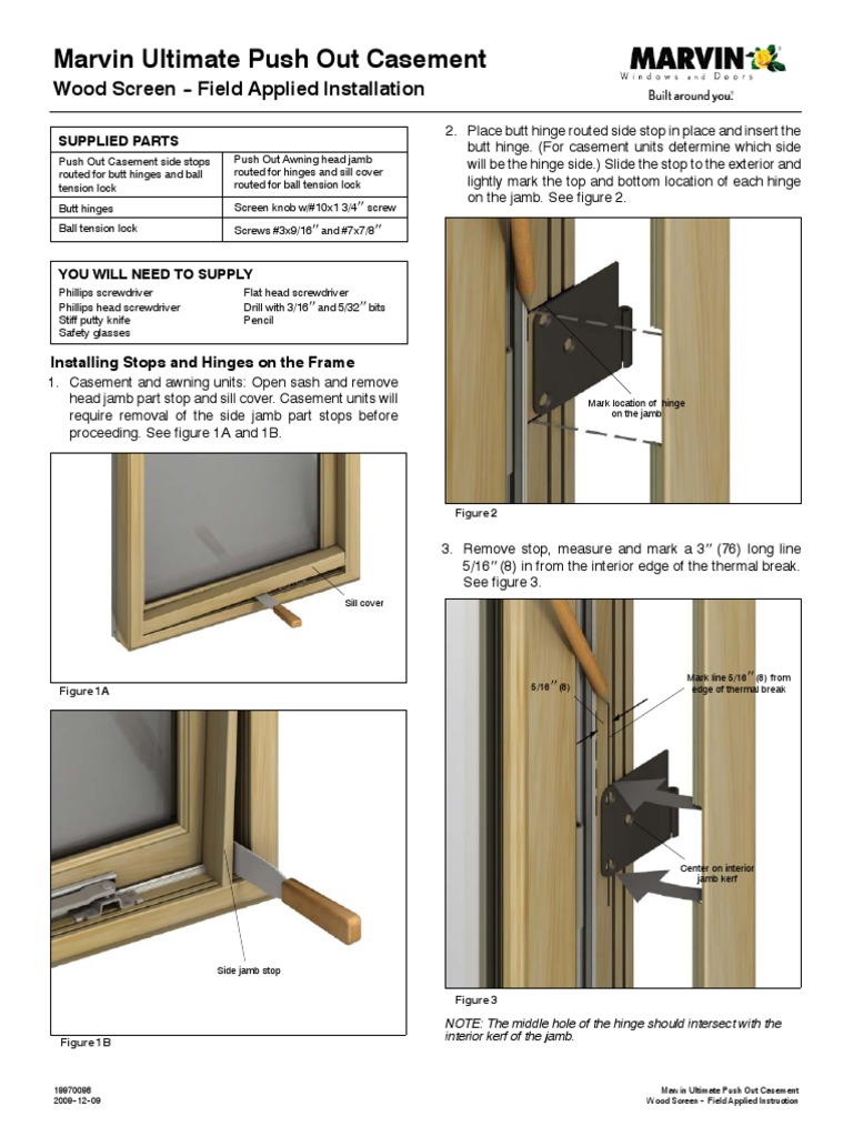 Marvin Ultimate Push Out Casement Wood Screen Field Applied