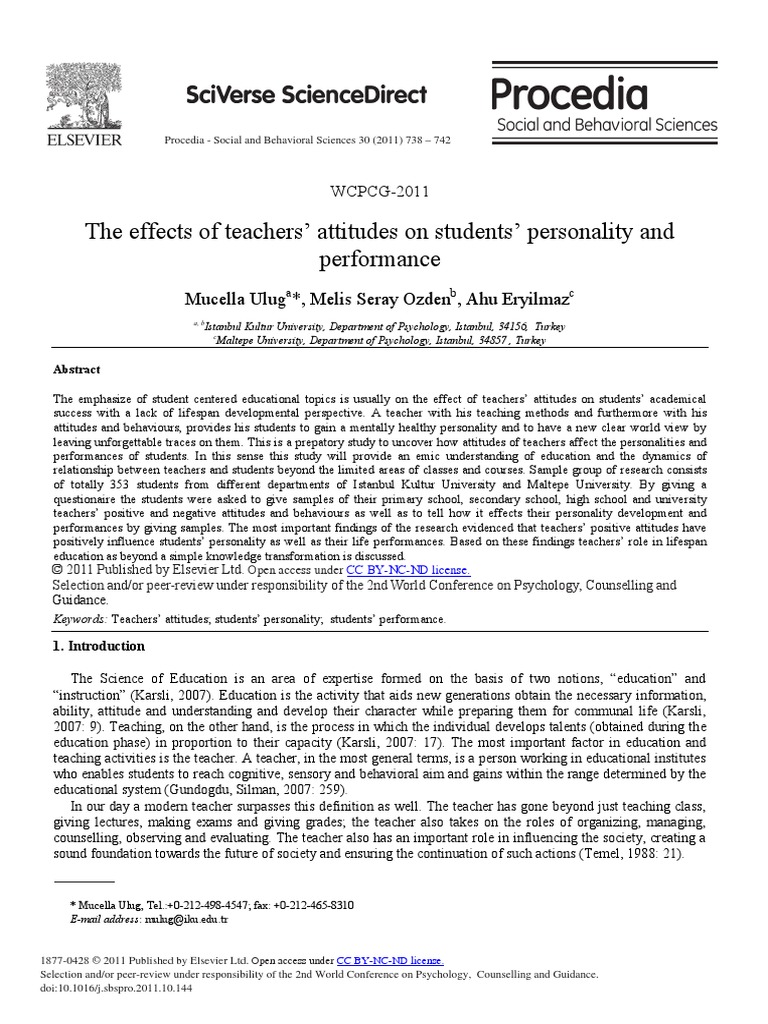 The Effects of Teachers Attitudes On Students Pe | PDF | Attitude ...
