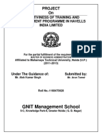 Effectiviness of Training and Development Programme in Havells India Limited