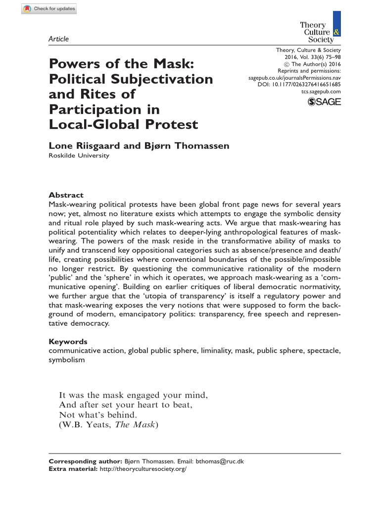 Powers of The Mask PDF Mask Jürgen Habermas
