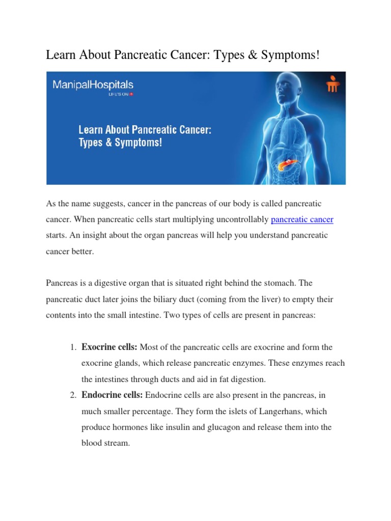 Understanding Pancreatic Cancer Symptoms | PDF | Pancreas | Pancreatic ...
